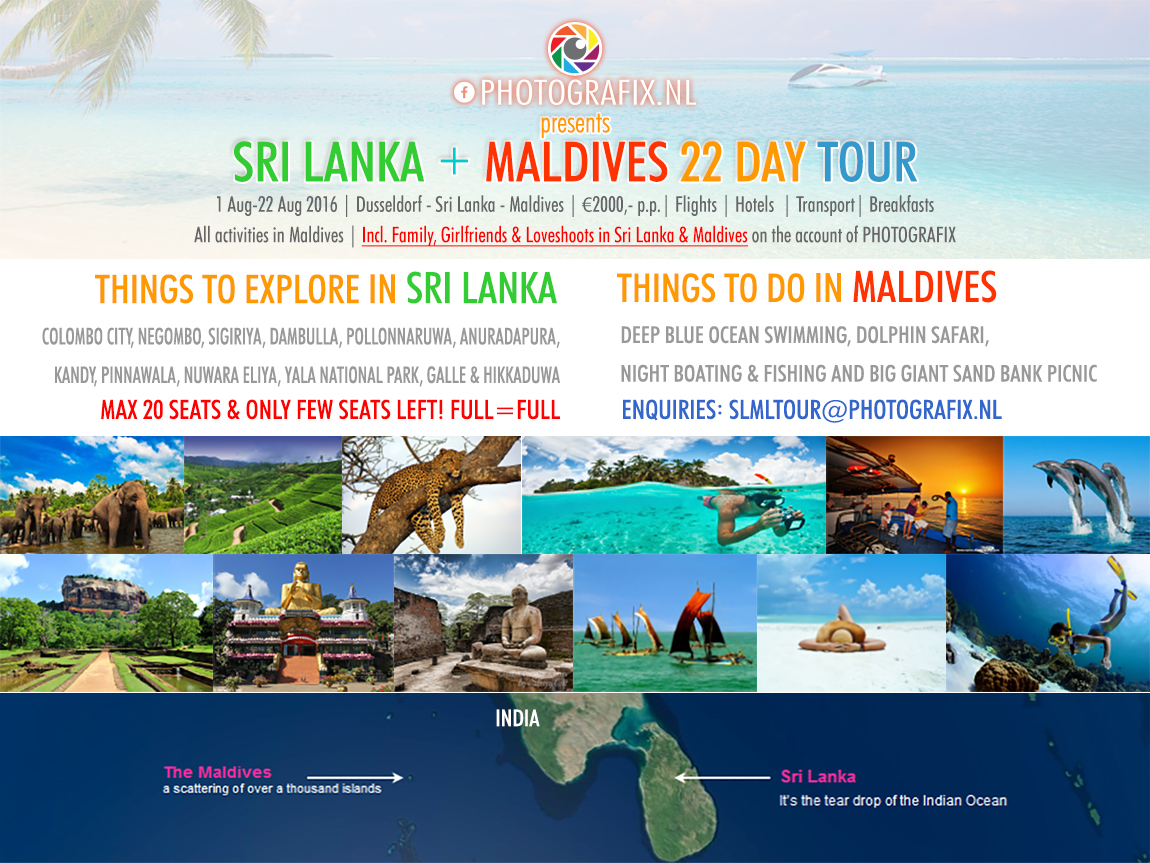 HOTOGRAFIX presents.. de SRI LANKA & MALDIVES tour … een 22-daagse groepsreis naar de parel van Azie, Sri Lanka en het paradijs op aarde, de Malediven. 